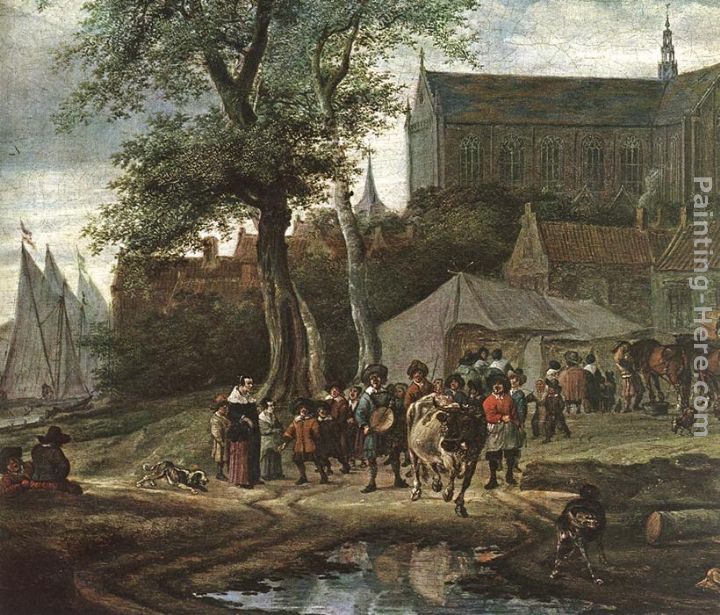 Salomon van Ruysdael Tavern with May tree - detail